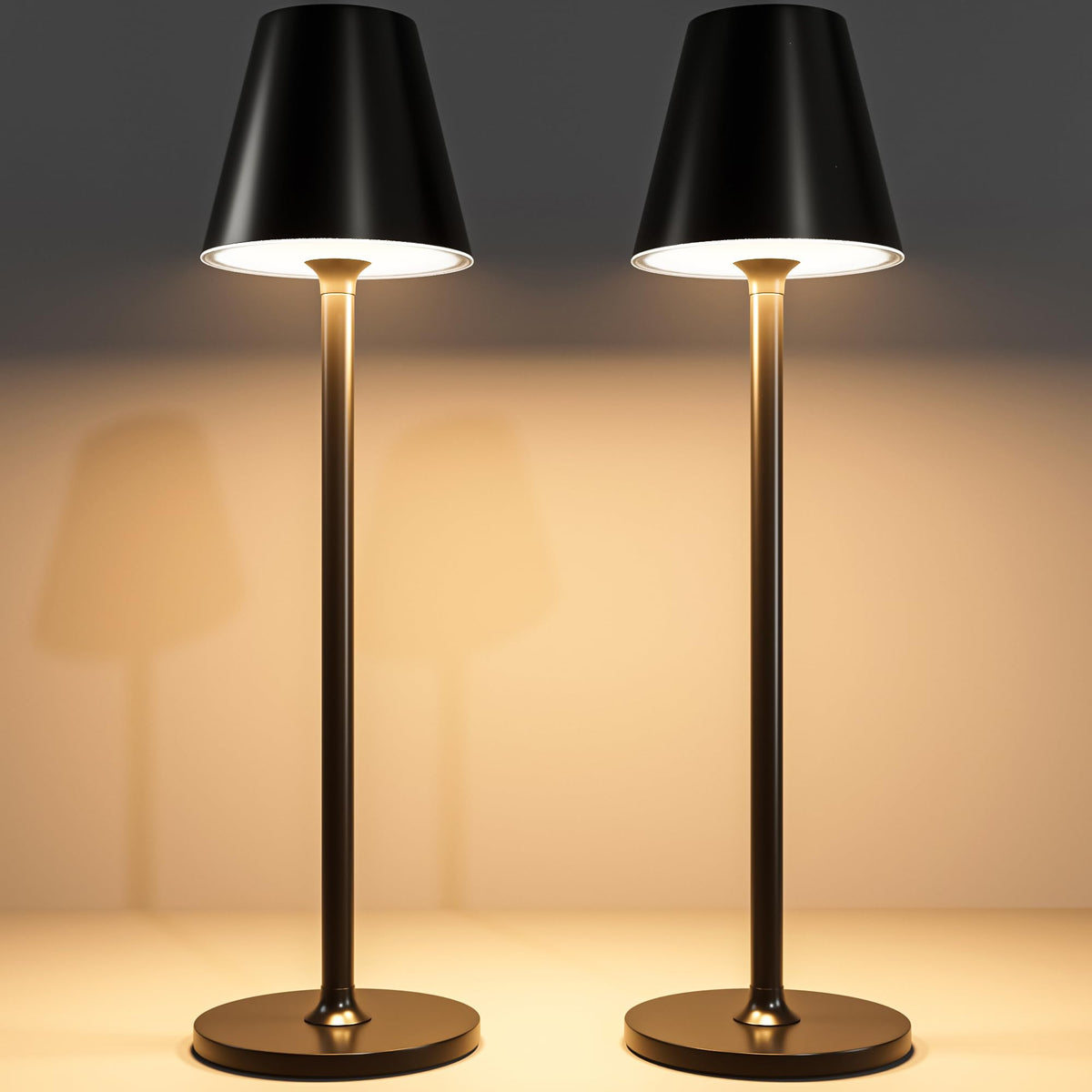 Timjorman cordless table lamp with metal base for stable lighting