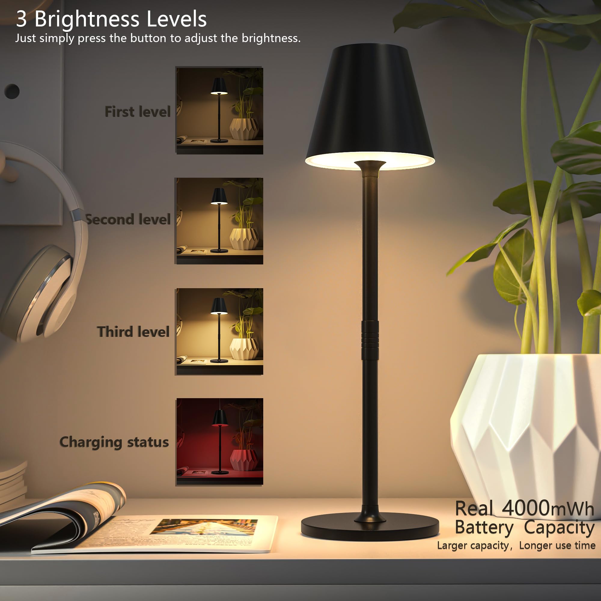 Timjorman cordless lamp top view reveals sleek minimalist silhouette
