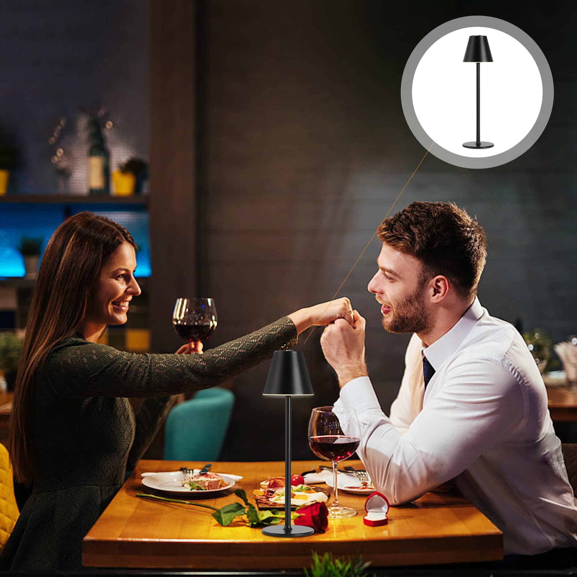 Timjorman cordless lamp with rechargeable battery travels between rooms