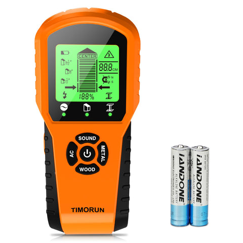 TIMORUN stud finder front view shows a compact tool for quick wall assessments.