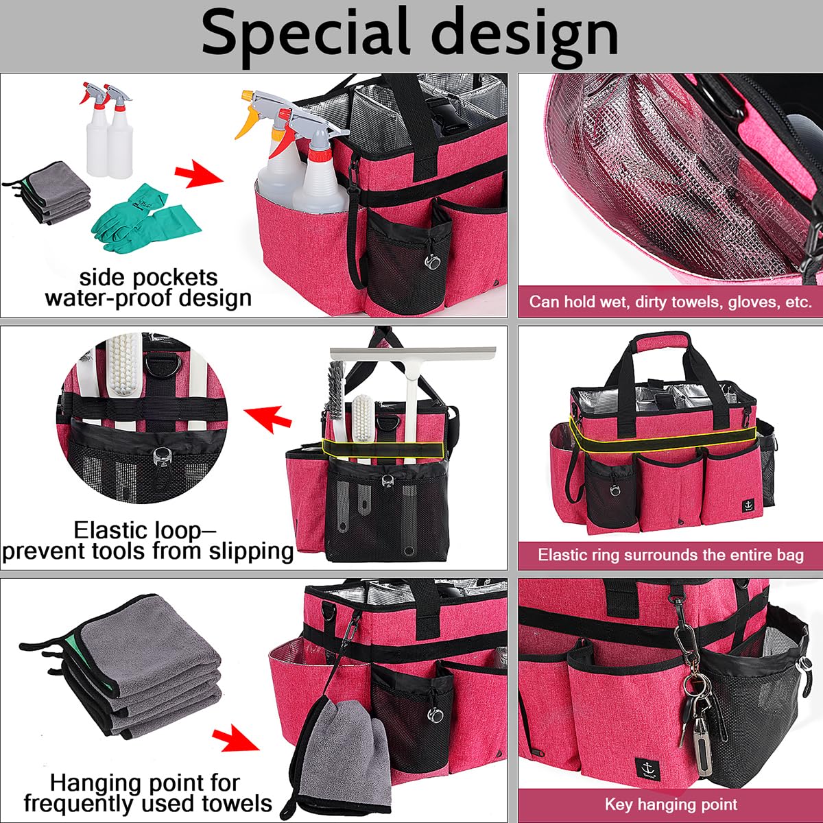 Timoxi Cleaning Caddy Bag detachable divider allows flexible tool arrangements