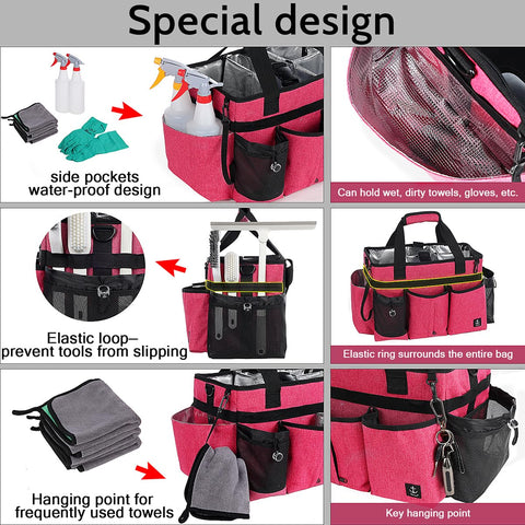 Timoxi Cleaning Caddy Bag detachable divider allows flexible tool arrangements