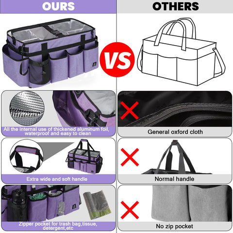Timoxi caddy features insulated aluminum lining to protect supplies during transport.