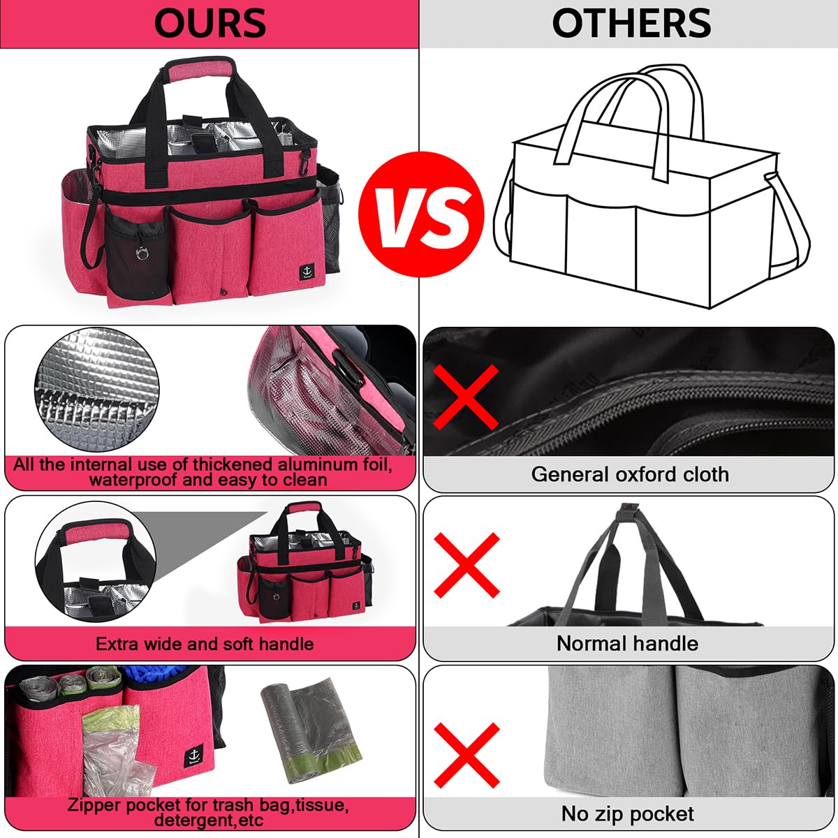 Timoxi Cleaning Caddy Bag insulated lining protects supplies during transport