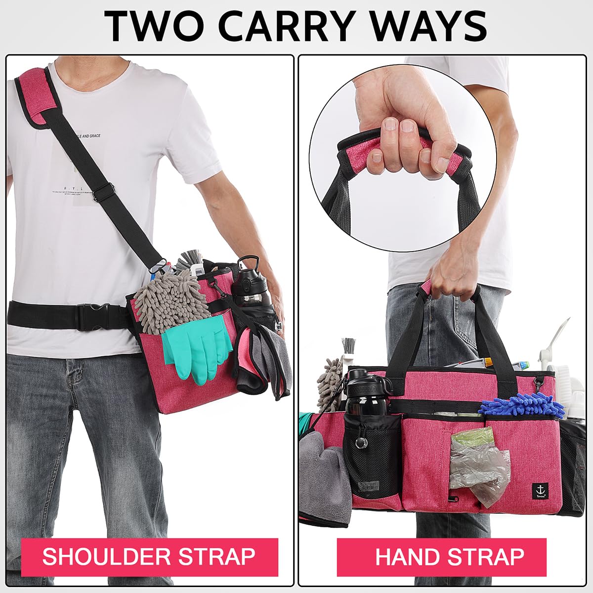 Timoxi Cleaning Caddy Bag waist belt provides stable wear during tasks
