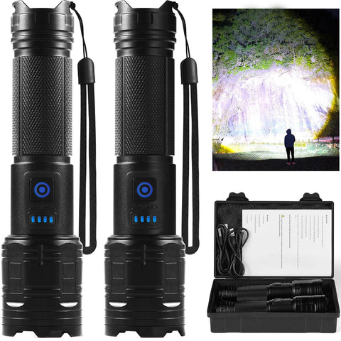 TIMSUMR rechargeable flashlight delivers a 90,000-lumen beam for wide-area illumination.