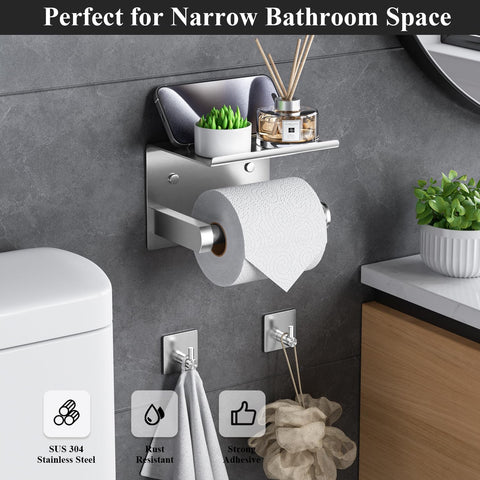 Tindbea adhesive towel hooks in brushed nickel, sturdy organization without drilling