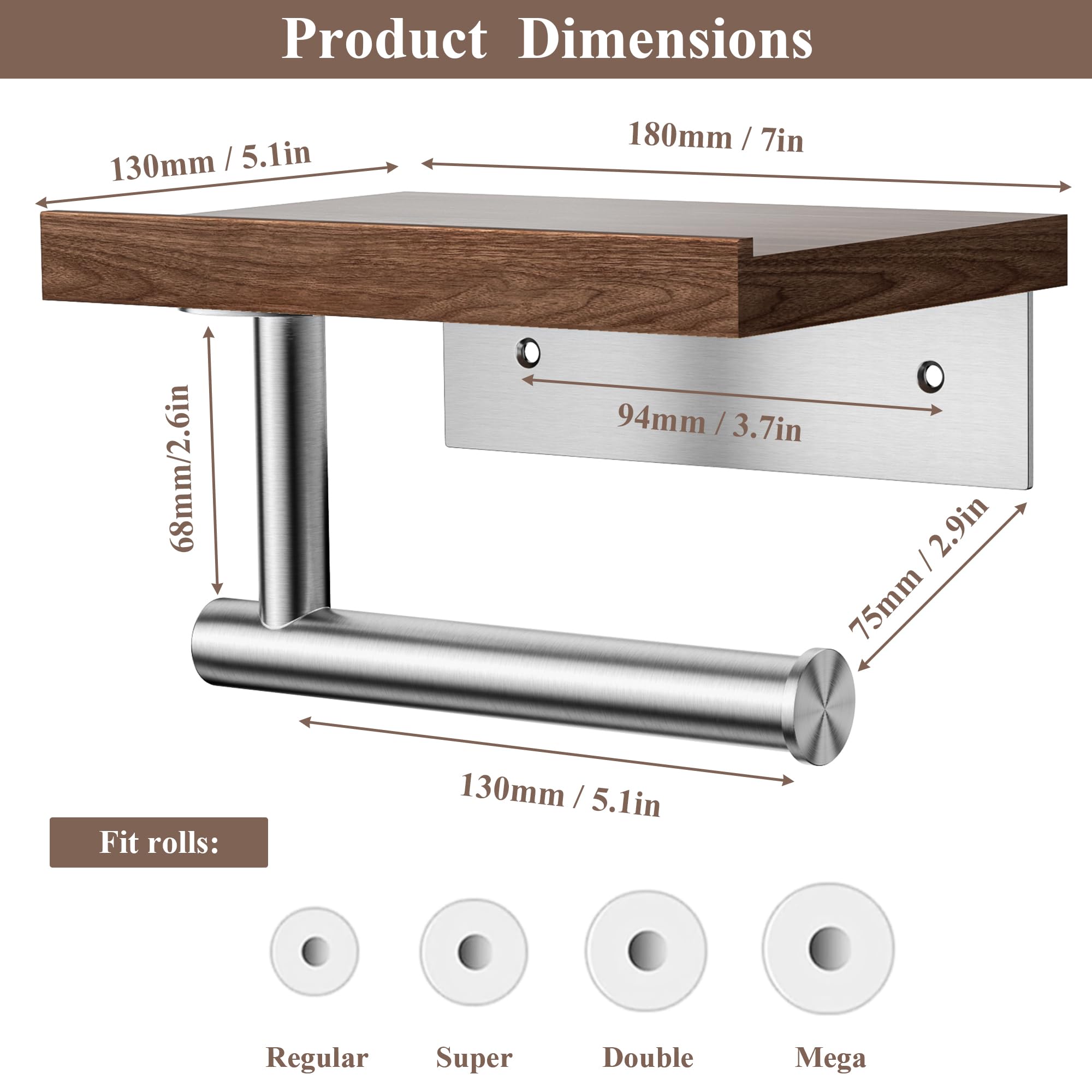 Tindbea mega-roll compatibility shows fit for standard, double, mega rolls.