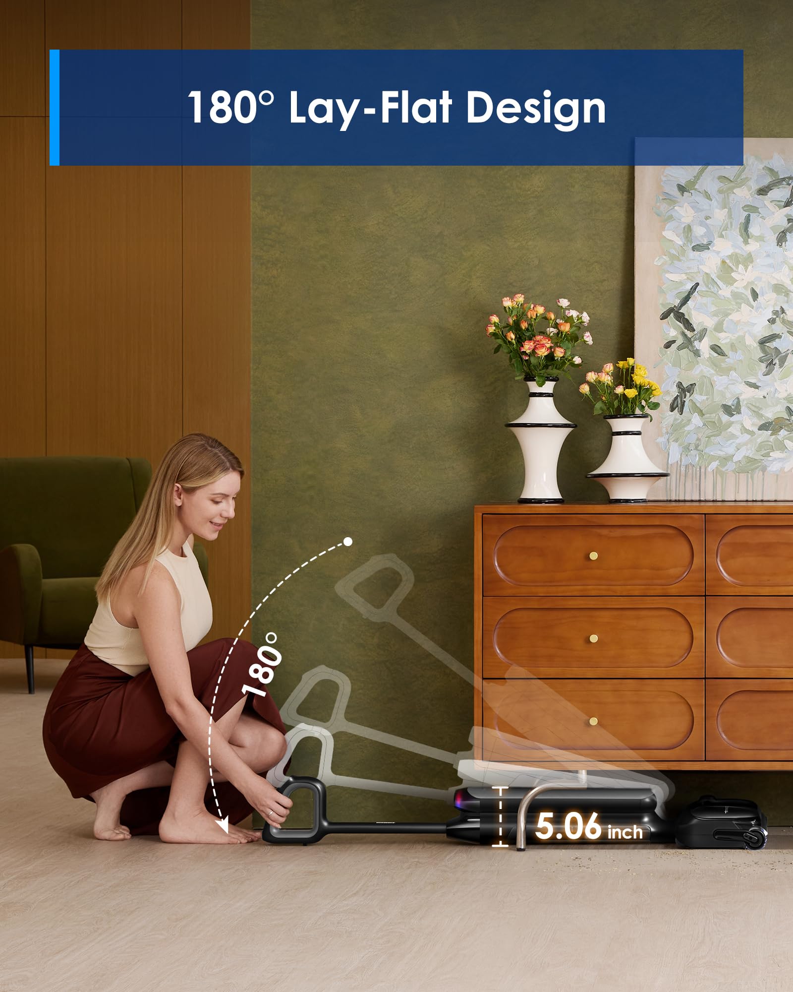 Tineco dual-edge cleaning reaches corners and along edges.