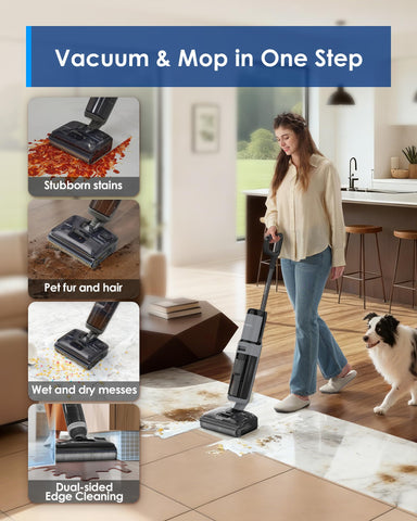 Tineco Floor ONE i5 Stretch anti-tangle design prevents hair from wrapping around the roller