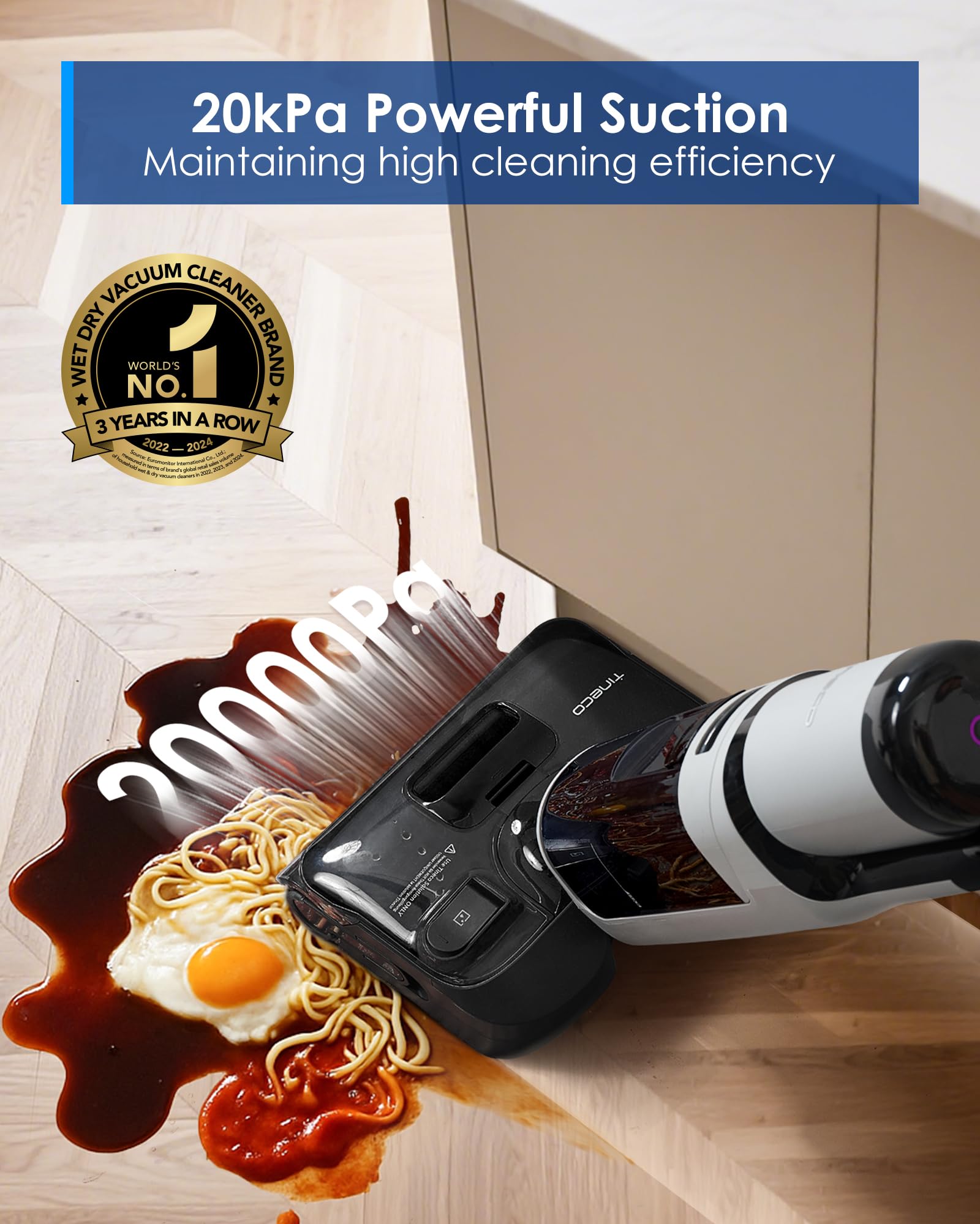 Tineco Floor ONE i5 Stretch demonstrates edge cleaning along baseboards on both sides