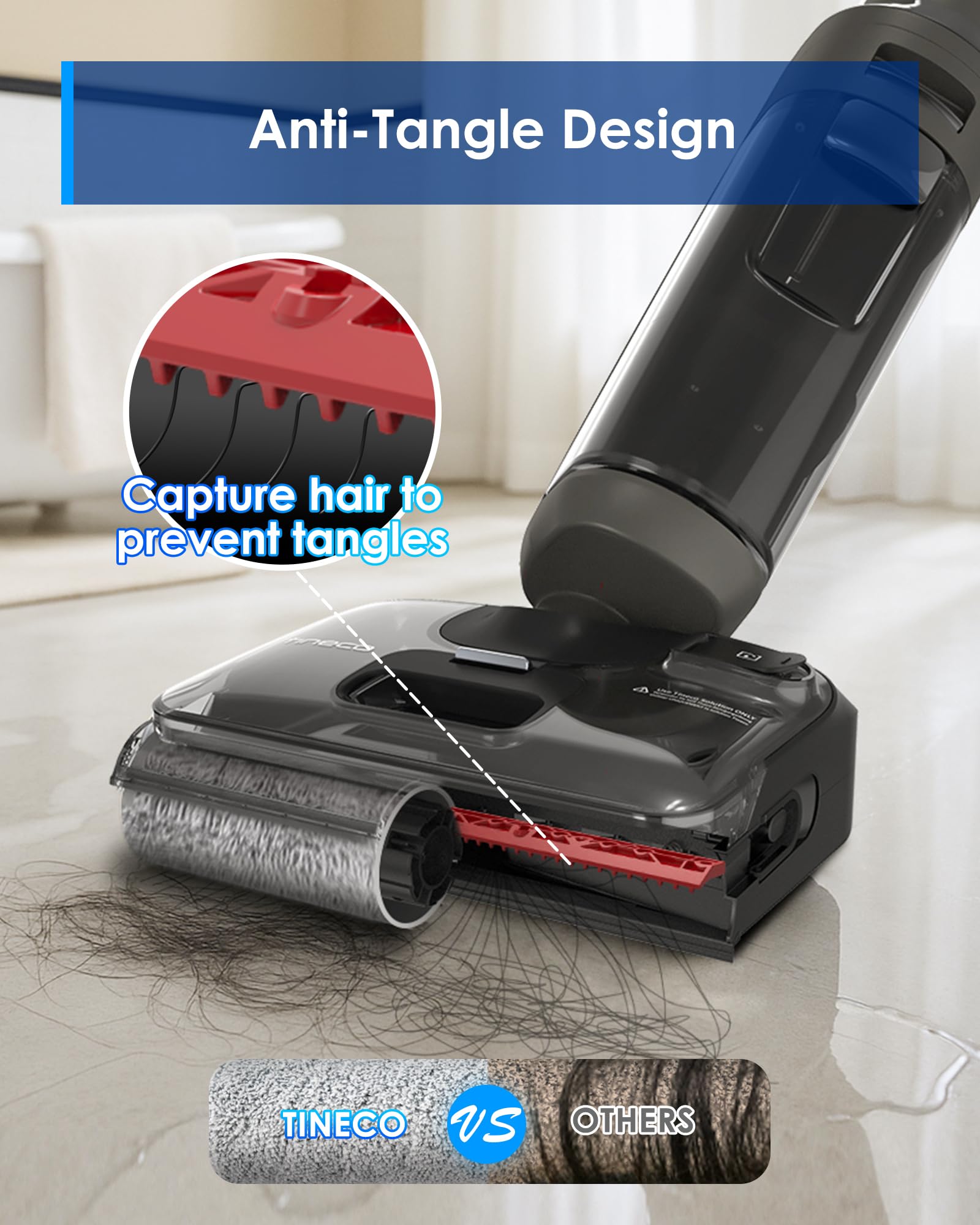 Tineco Floor ONE i6 Stretch full-path cleaning for thorough debris removal on floors.