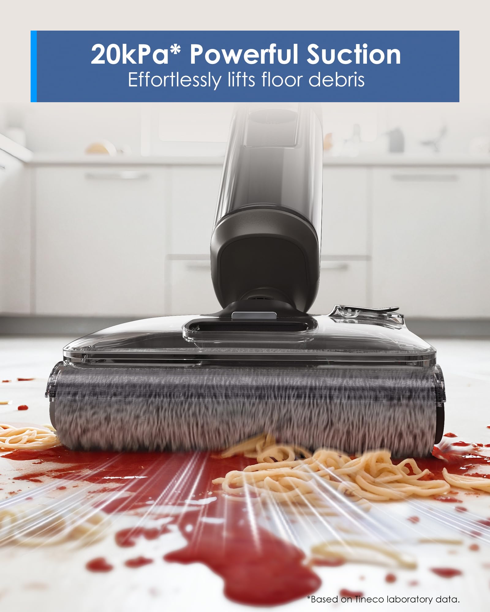 Tineco Floor ONE i6 Stretch self-cleaning shows a quick 185°F drying cycle after use.