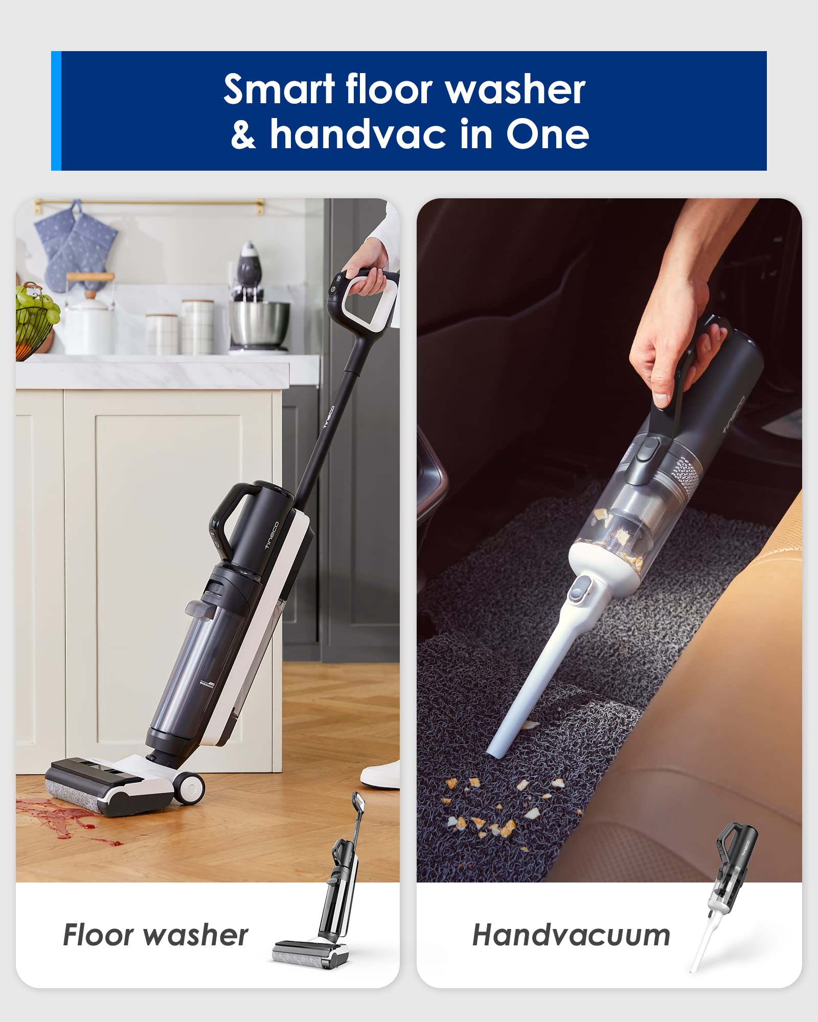 Tineco Floor ONE S5 Combo edge cleaning under baseboards for streak-free results