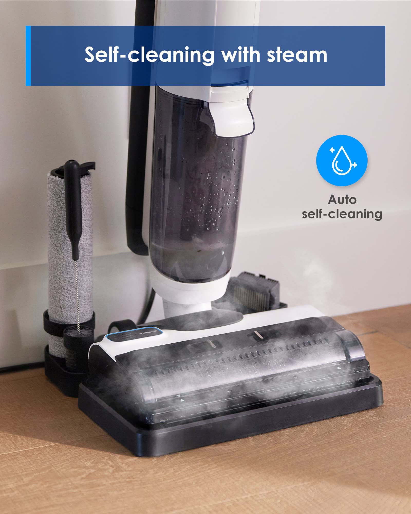 Odor-free self-cleaning with high-temperature steam on the Floor One S5