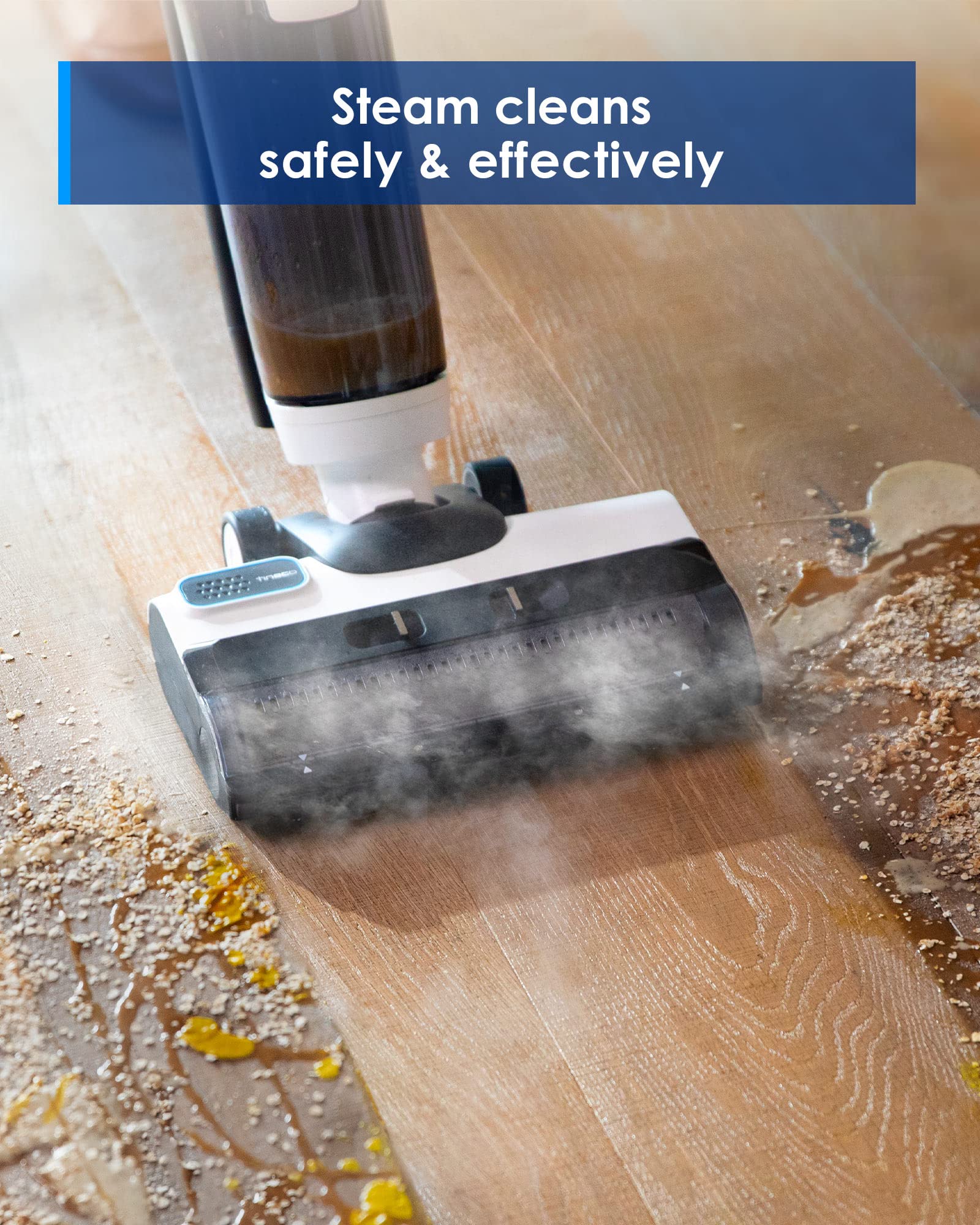 Soft roller head of Floor One S5 gently lifts grime from the floor