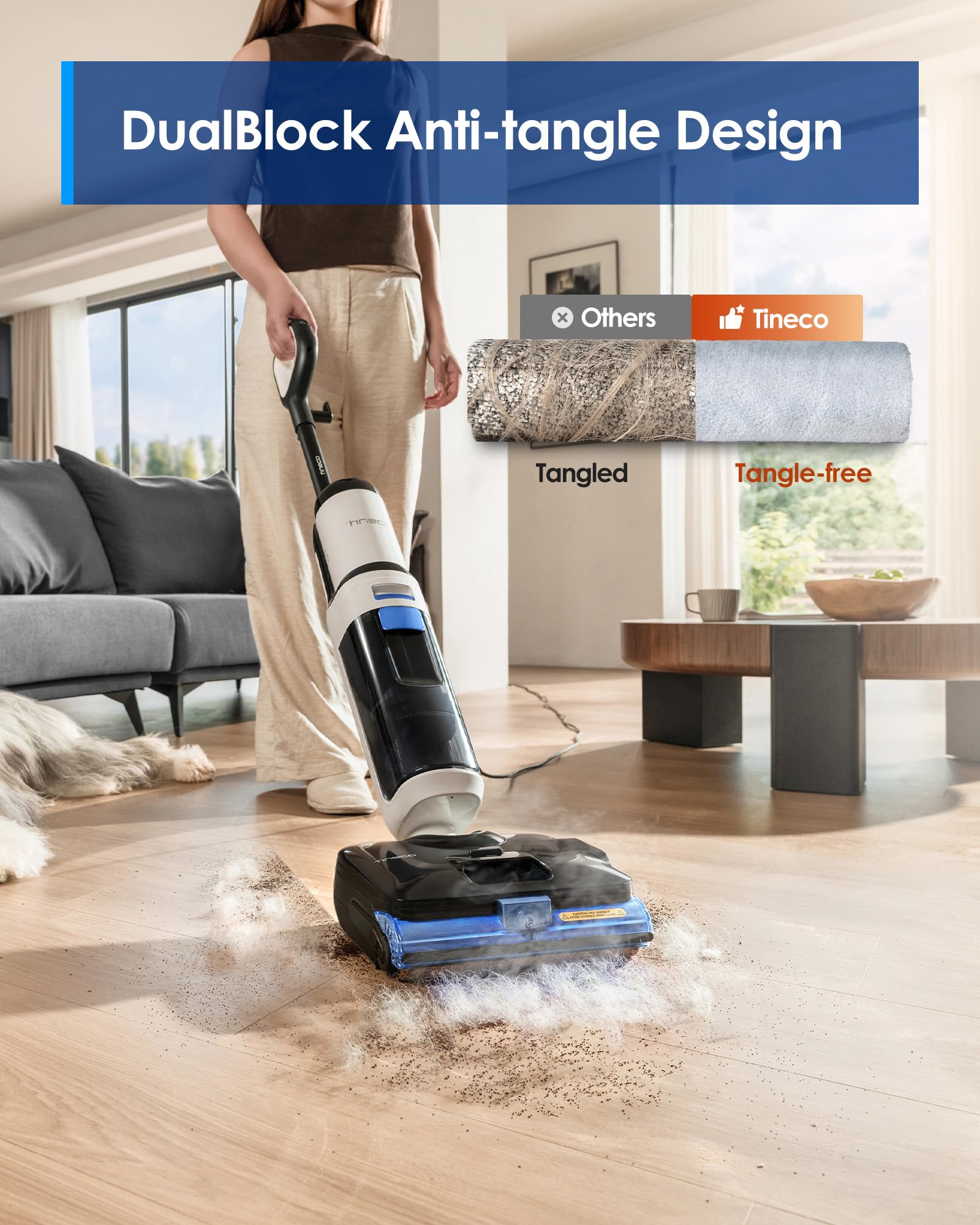 Tineco Floor One S6 Stretch 180-degree flat body cleaning under furniture