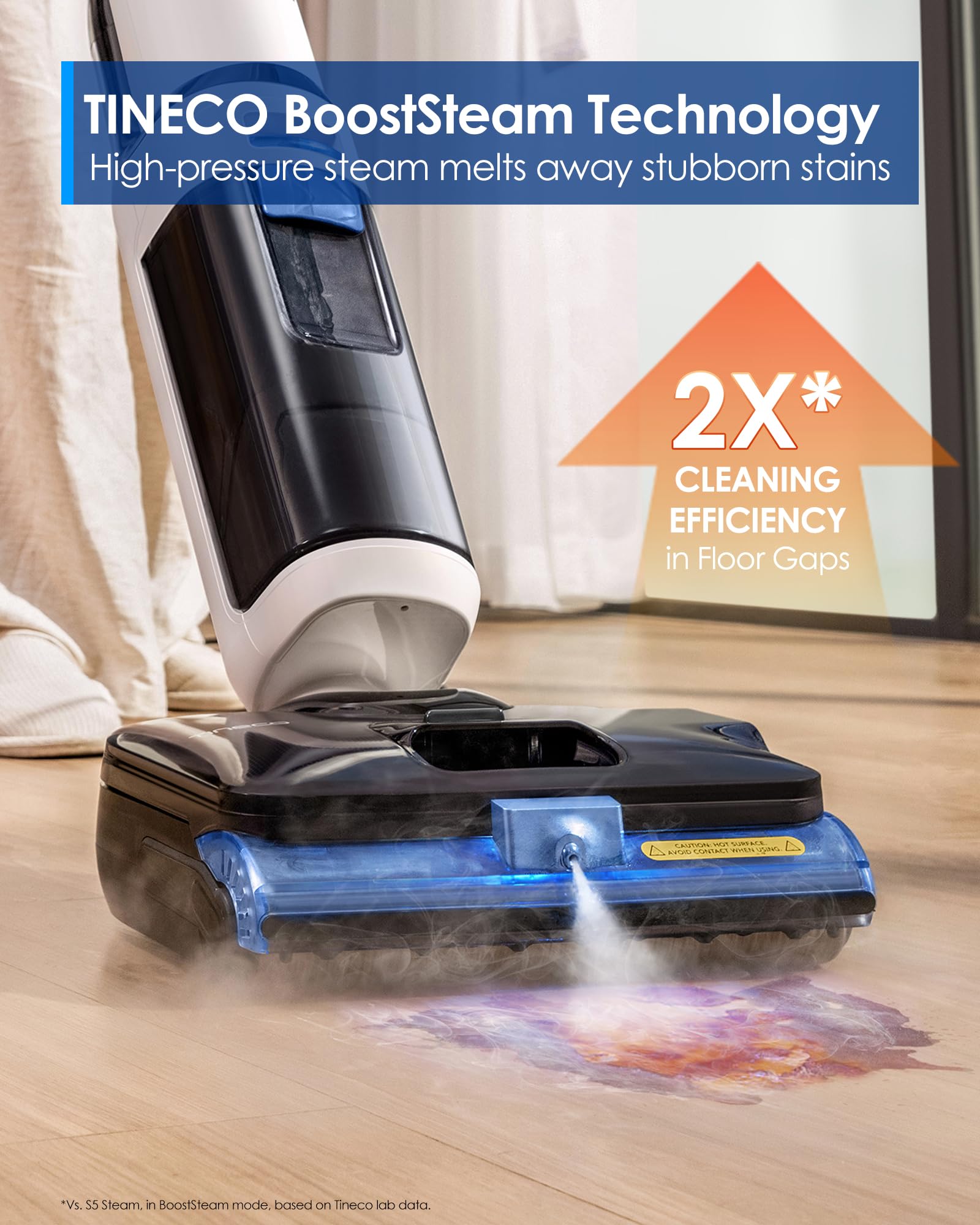 Tineco Floor One S6 Stretch 320°F steam dissolving tough grease