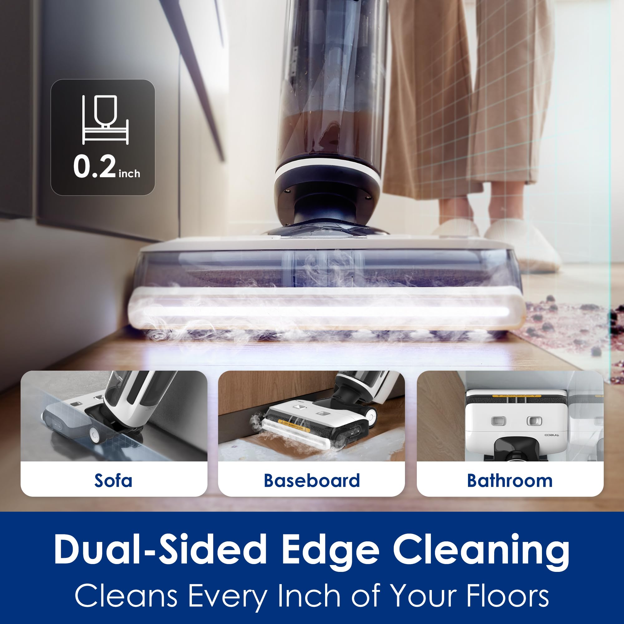 Tineco Floor ONE S7 edge cleaning reaches along baseboards