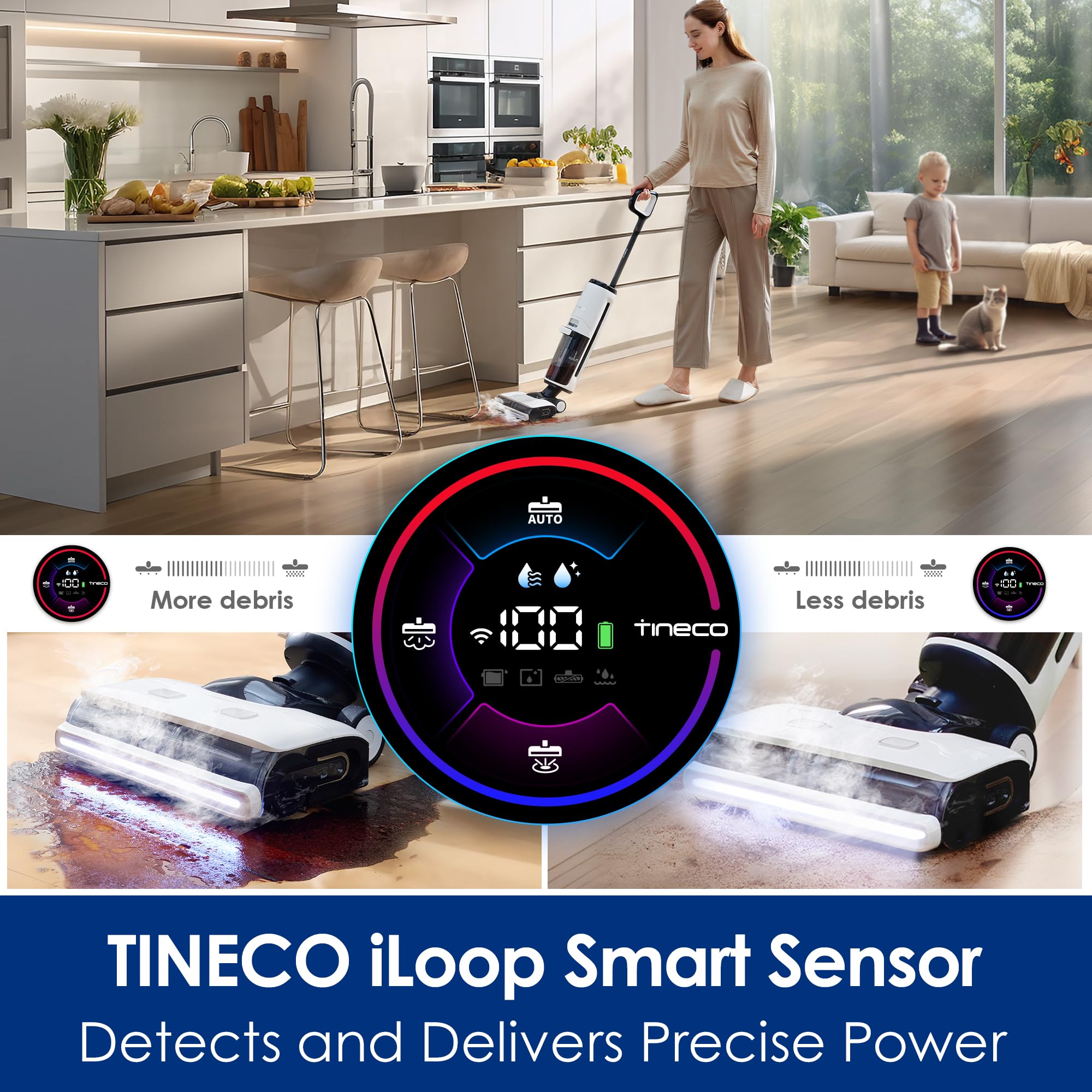 Tineco Floor ONE S7 self-cleaning cycle removes grime from brush