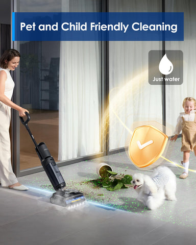 Tineco Floor One S7 Stretch anti-tangle design handles pet fur efficiently