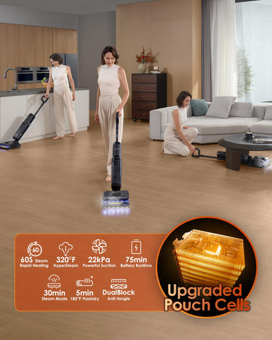 Tineco Floor One S7 Stretch steam outlet delivering 320°F power