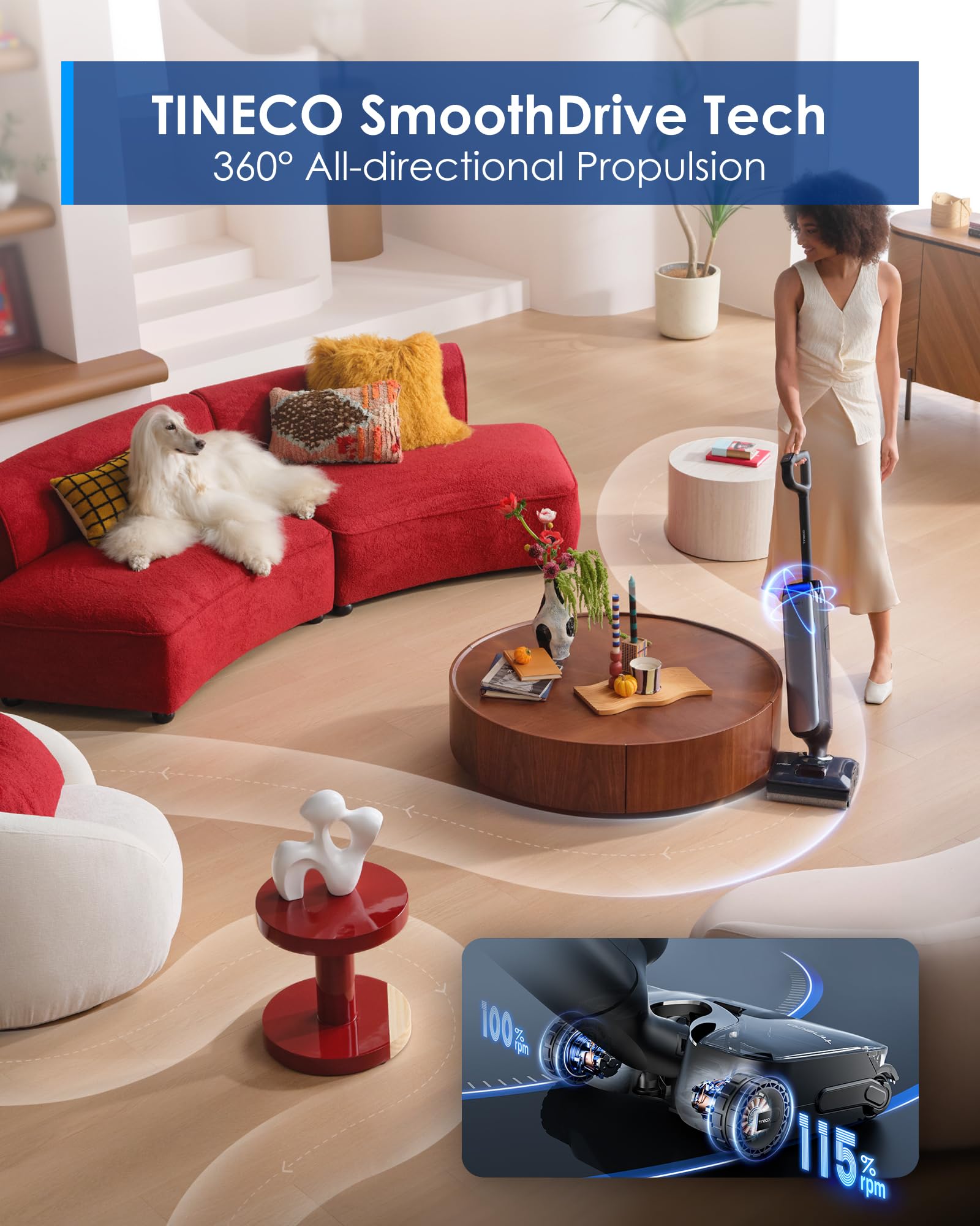 Tineco Floor One S9 Artist Pro DualBlock anti-tangle design reduces hair clogs
