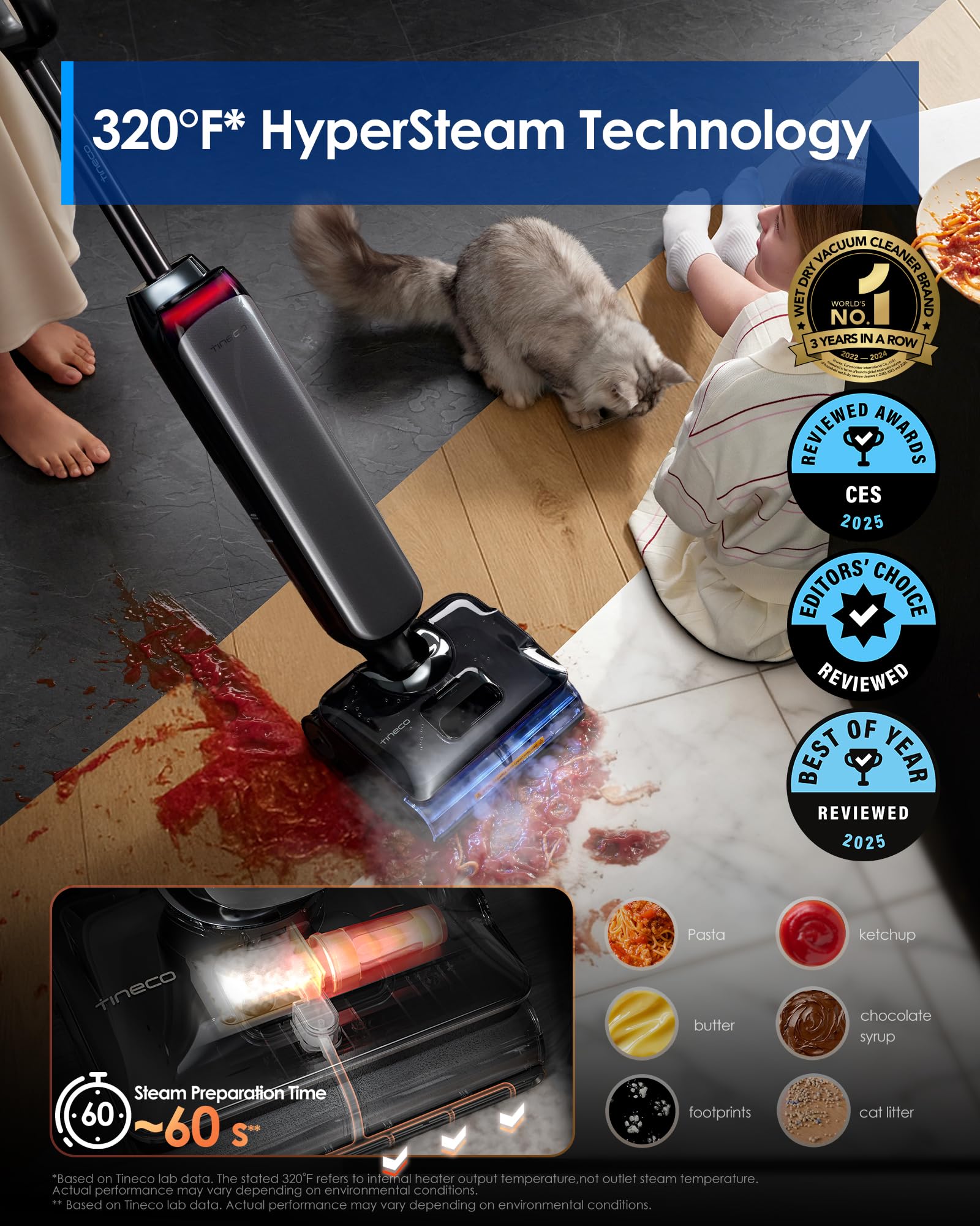 Tineco Floor One S9 Artist offers 22kPa suction for deep cleaning.