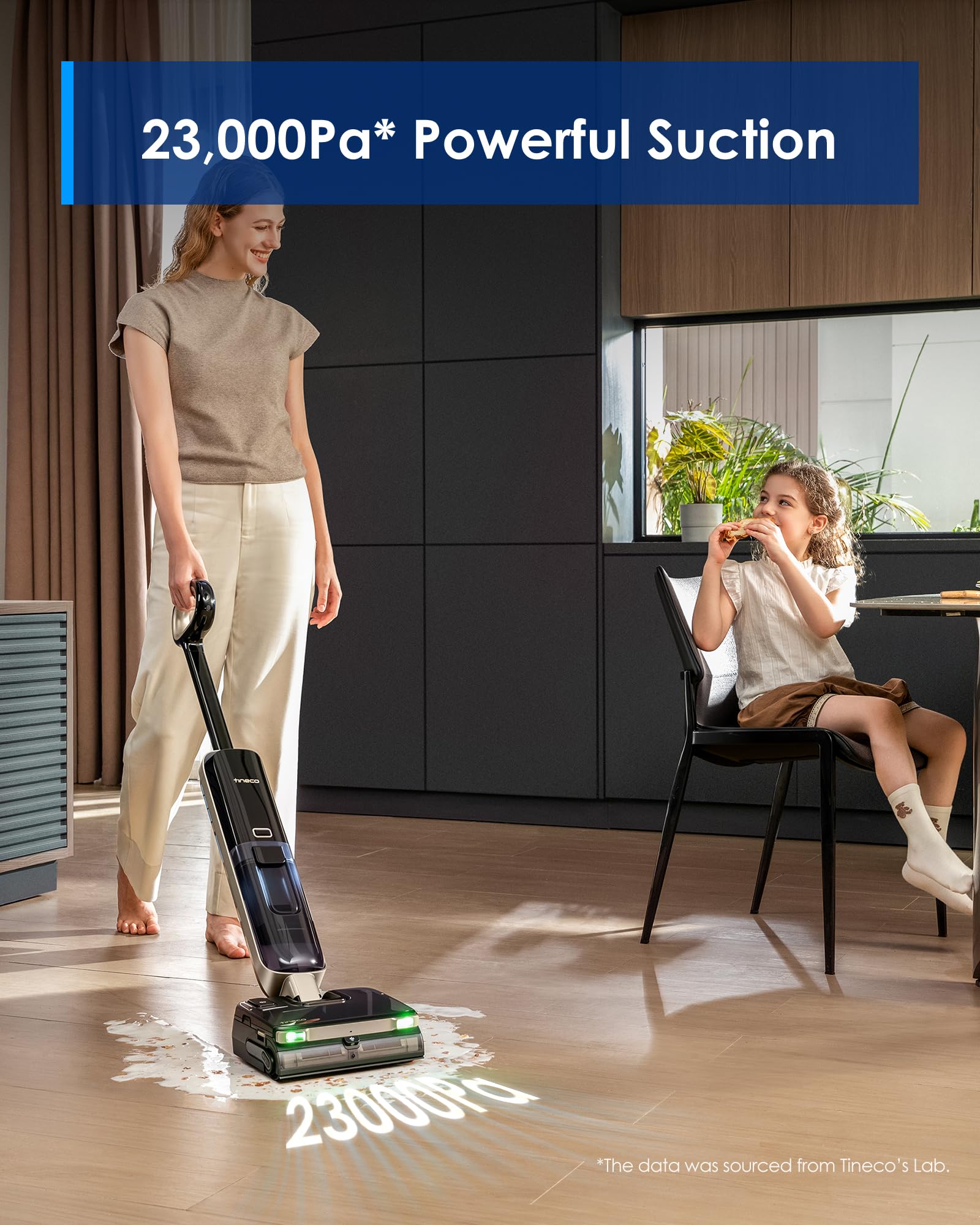 Tineco Floor One S9 Master 23kPa suction pulls dirt and hair from floors