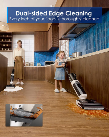 Tineco Floor One Switch i5 Stretch Breeze reaches under furniture with 180 degree lay-flat