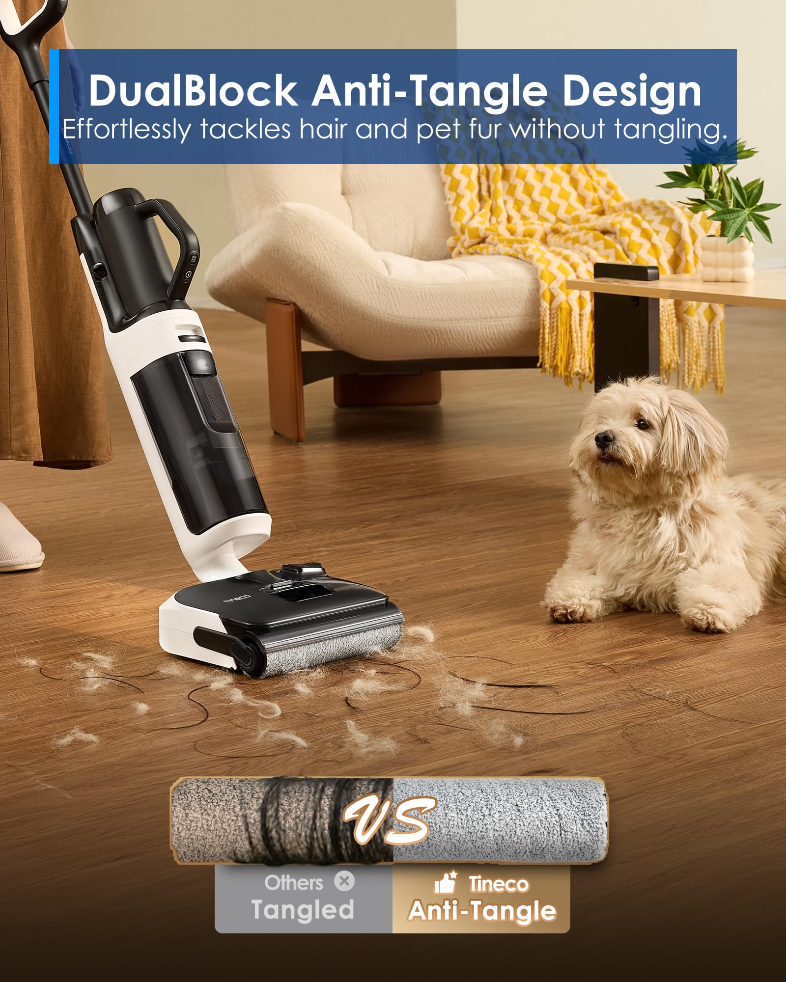 Tineco Floor One Switch S6 Breeze 180 degrees lay-flat reach cleans under furniture with ease