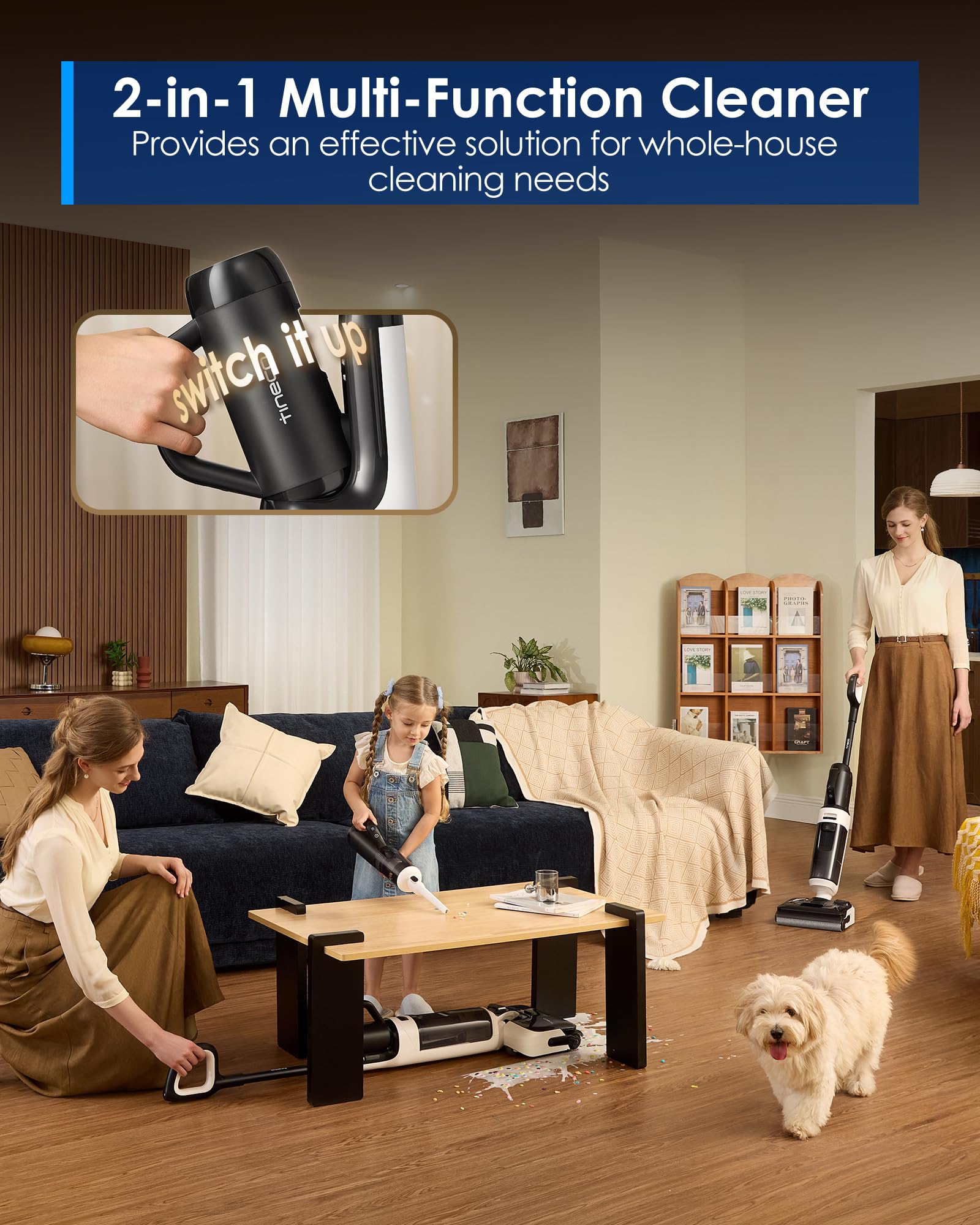 Tineco Floor One Switch S6 Breeze handheld attachments demonstrate versatile reach for corners and car interiors