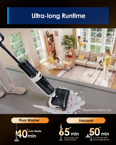The Tineco Floor ONE Switch S6 Stretch offers up to 65 minutes runtime.