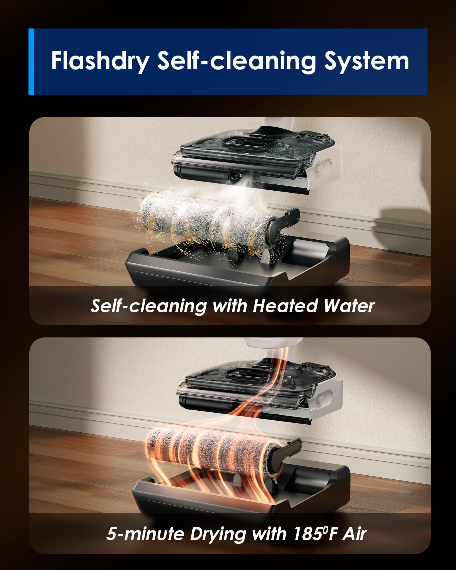 The Tineco Floor ONE Switch S6 Stretch anti-tangle design prevents hair jams during cleaning.