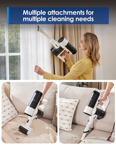 The Tineco Floor ONE Switch S6 Stretch detachable head demonstrates powerful wet and dry performance.