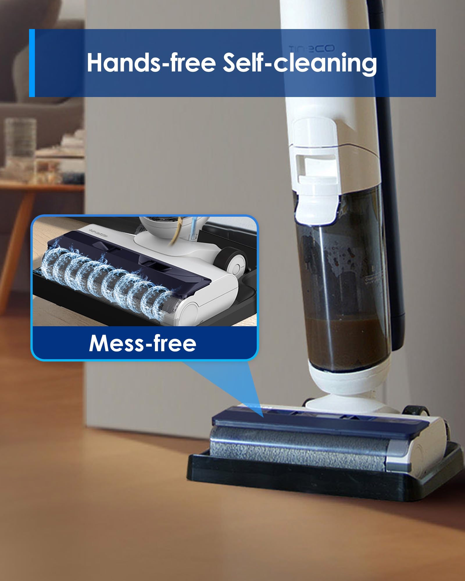Tineco iFLOOR 5 Breeze brush head close-up for thorough scrubbing.