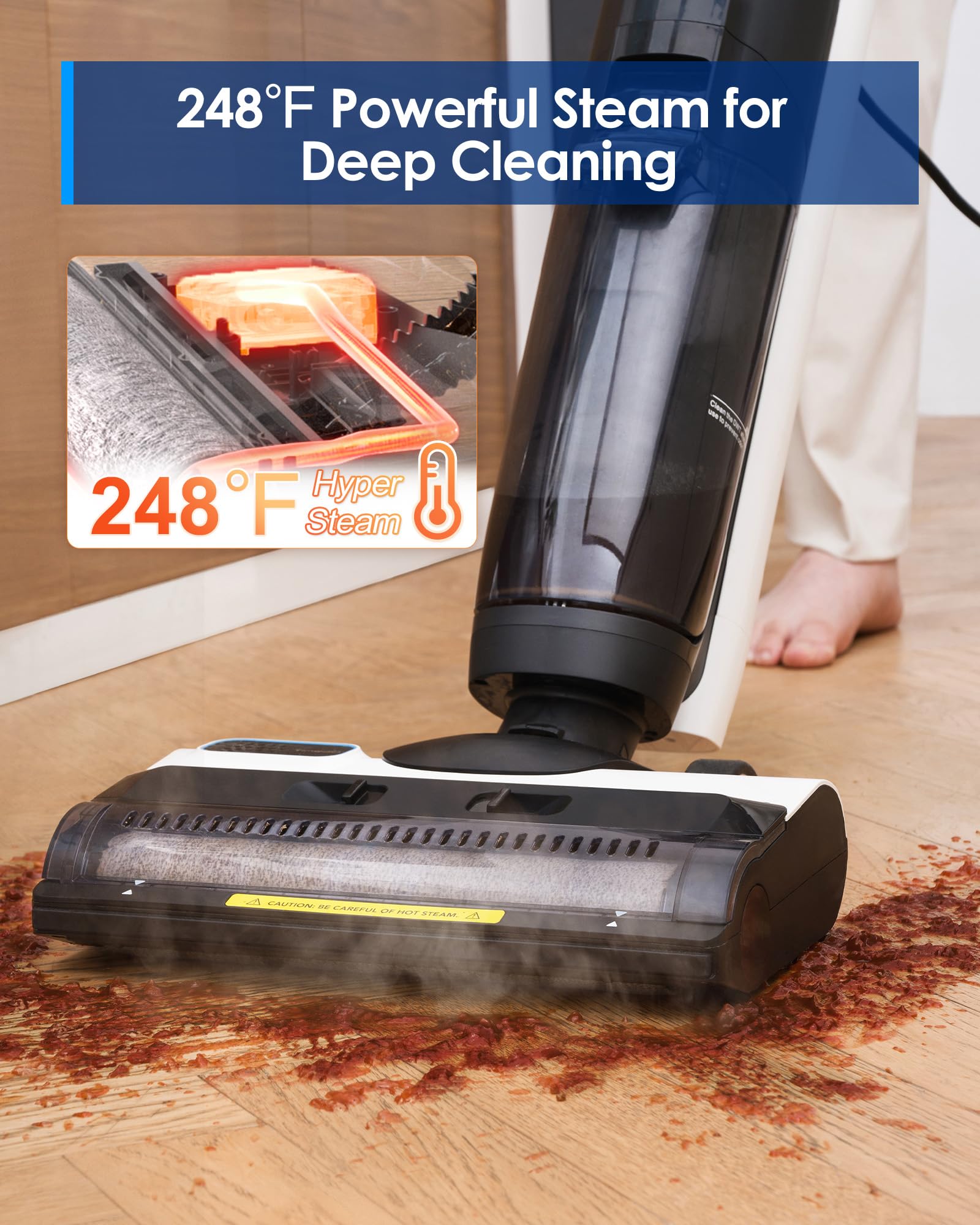Tineco iFLOOR 5 248°F steam power dissolves grease for heavy cleaning