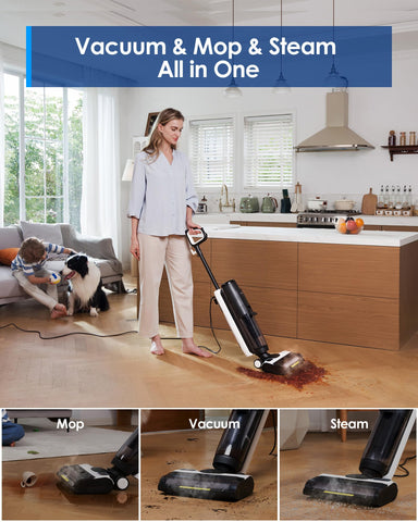 Tineco iFLOOR 5 3-in-1 cleaning action in action across surfaces