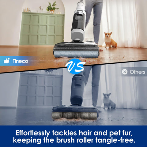 Tineco Stretch S6 mini assistive wheels improve bidirectional maneuverability.