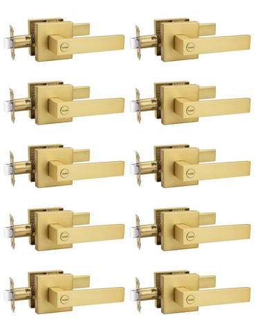 Tinewa 10-pack heavy duty gold privacy lever for interior doors.