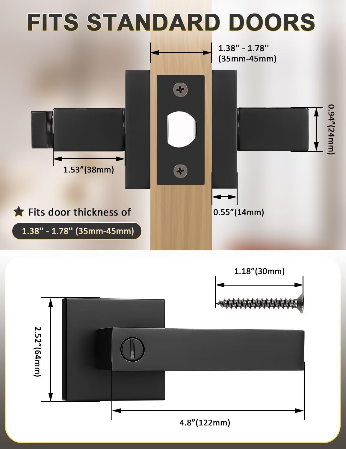 Tinewa privacy lever with inside thumb button for private spaces.