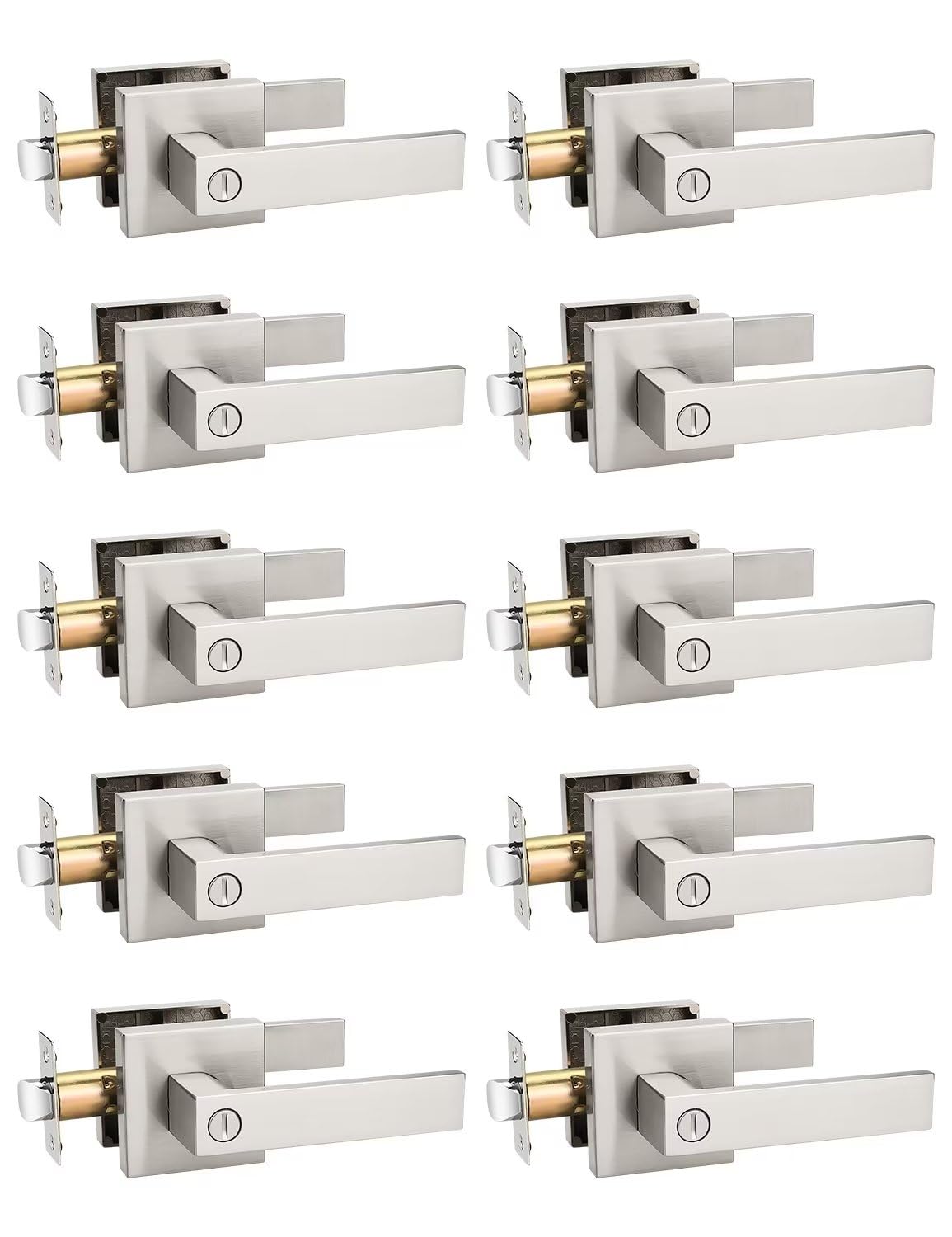 Tinewa privacy square door handle close-up with thumb-turn for privacy control.