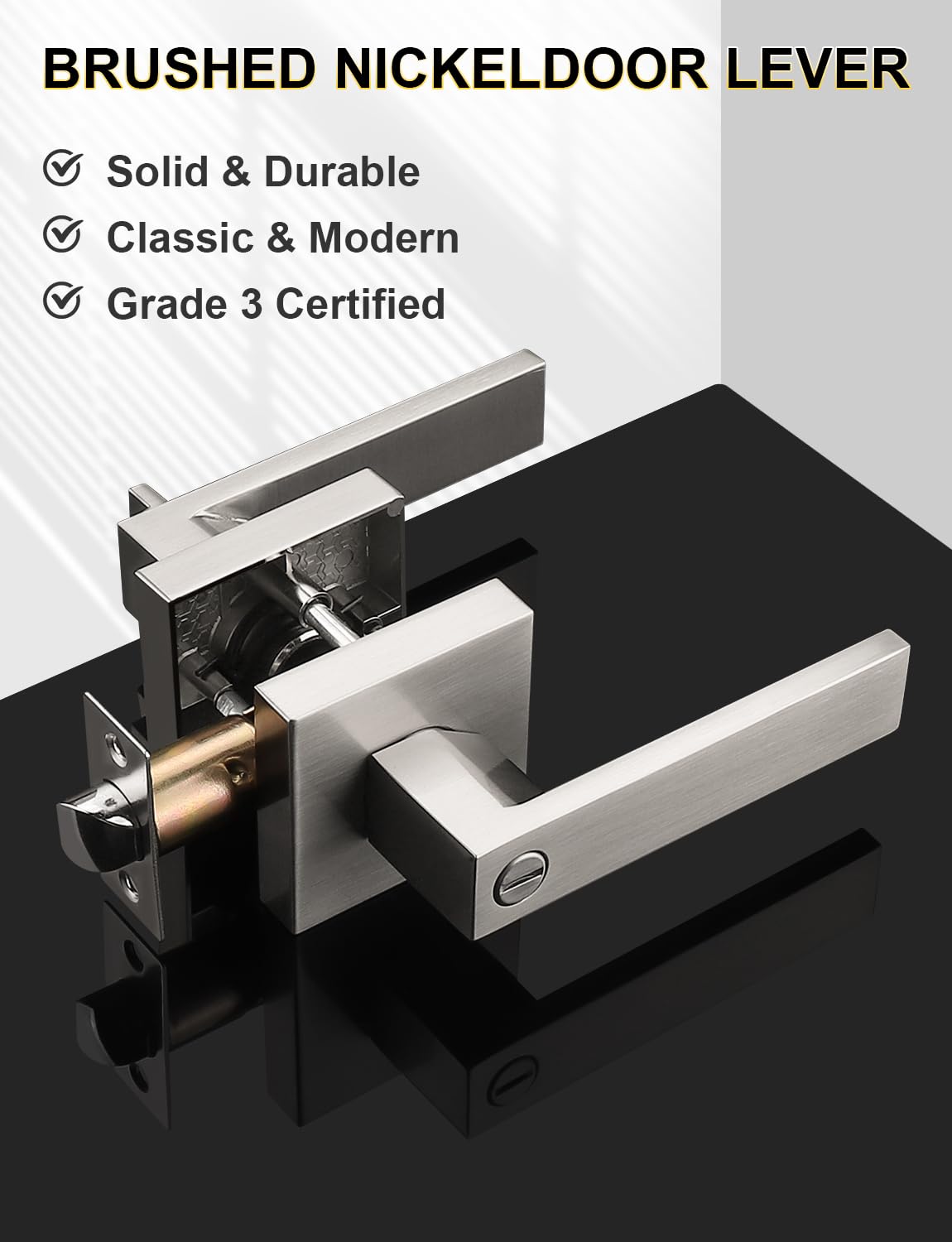 Tinewa privacy square door handle exterior emergency release feature.
