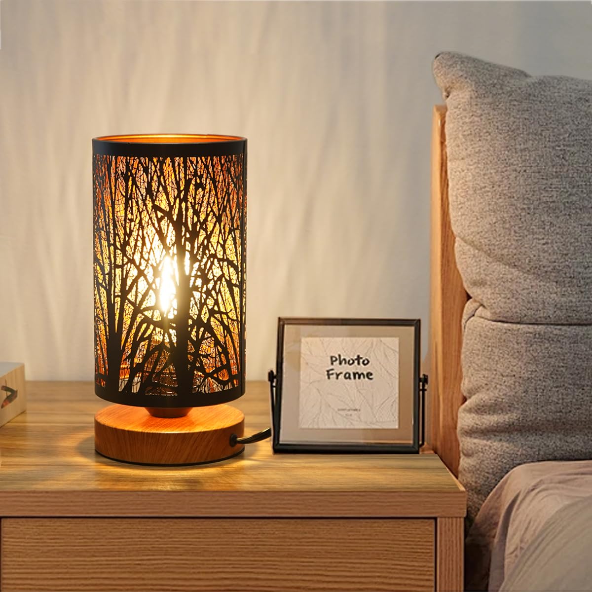Tingsize small industrial table lamp with dimmable base for ambient bedside lighting