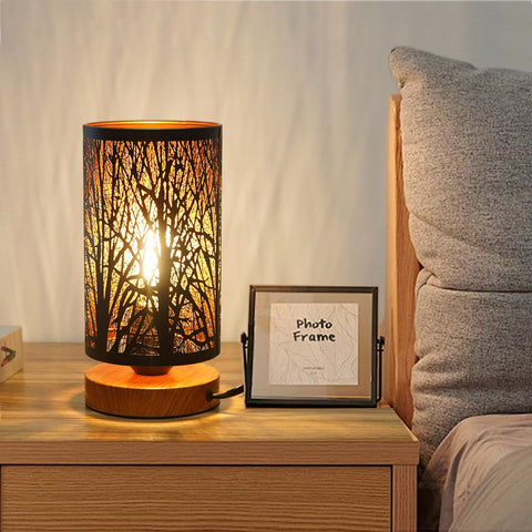 Tingsize small industrial table lamp with dimmable base for ambient bedside lighting