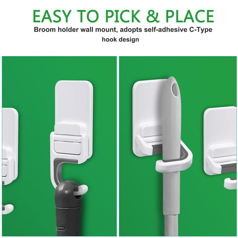 Tinkeep 180-degree clips simplify accessing brooms and mops.