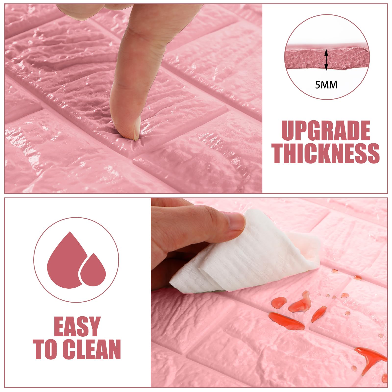 Tinlade DIY brick wall application pink ideal for living rooms and bedrooms.