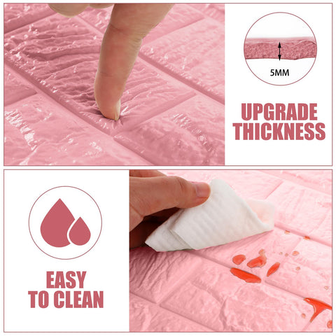 Tinlade DIY brick wall application pink ideal for living rooms and bedrooms.