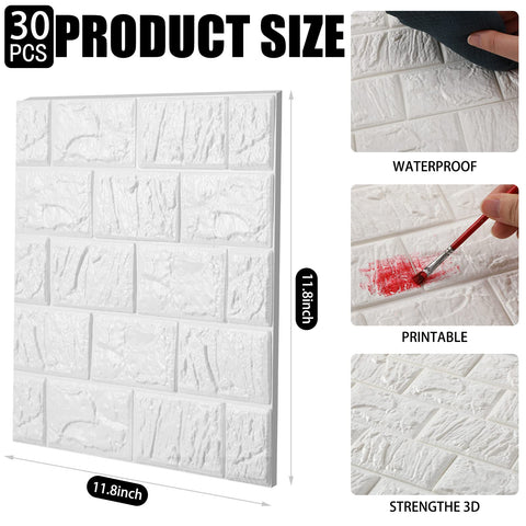 Tinlade foam brick wall panel white close-up highlighting 3D brick texture and depth
