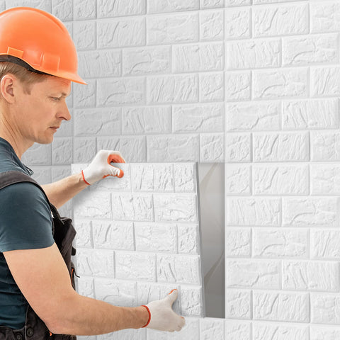 Tinlade kitchen wall white brick panels demonstrating durable easy maintenance
